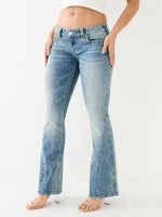 True Religion Big T Joey Flared Blue Low-Rise Solid Jeans