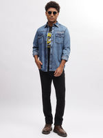 True Religion Men Blue Solid Spread Collar Full Sleeves Shirt