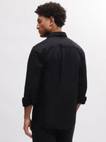 True Religion Men Black Solid Spread Collar Full Sleeves Shirt