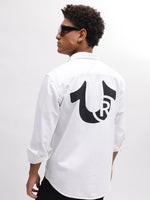 True Religion Men White Solid Spread Collar Full Sleeves Shirt