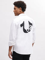 True Religion Men White Solid Spread Collar Full Sleeves Shirt