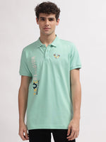 True Religion Men Mint Green Printed Polo Collar Short Sleeves Tshirt