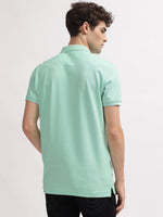 True Religion Men Mint Green Printed Polo Collar Short Sleeves Tshirt