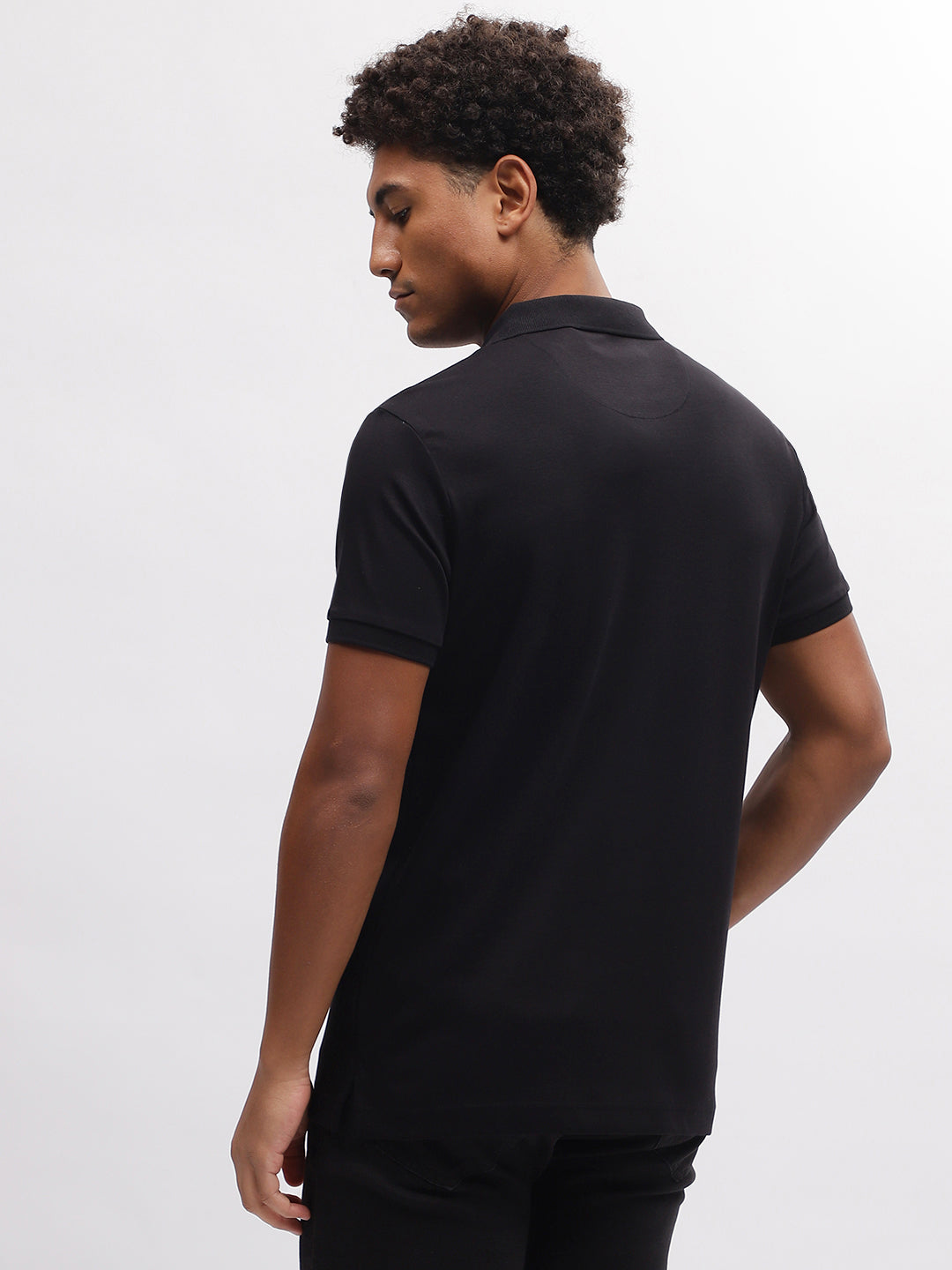 True Religion Men Black Solid Polo Collar Short Sleeves T-Shirt