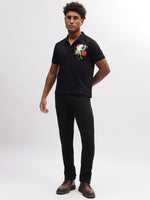 True Religion Men Black Solid Polo Collar Short Sleeves T-Shirt