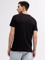 True Religion Men Black Animal Print Round Neck Short Sleeves T-shirt