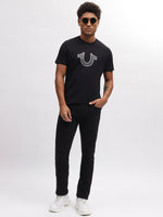 True Religion Men Black Solid Round Neck Short Sleeves T-Shirt