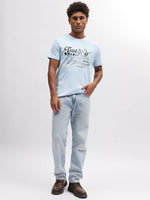 True Religion Men Blue Solid Round Neck Short Sleeves T-Shirt