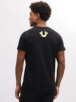 True Religion Men Black Printed Round Neck Short Sleeves T-Shirt