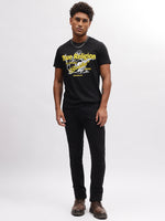 True Religion Men Black Printed Round Neck Short Sleeves T-Shirt