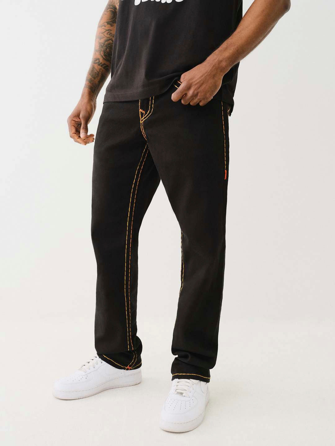 True Religion Men SUPER T Ricky Straight Fit Pure Cotton Mid Rise Jeans