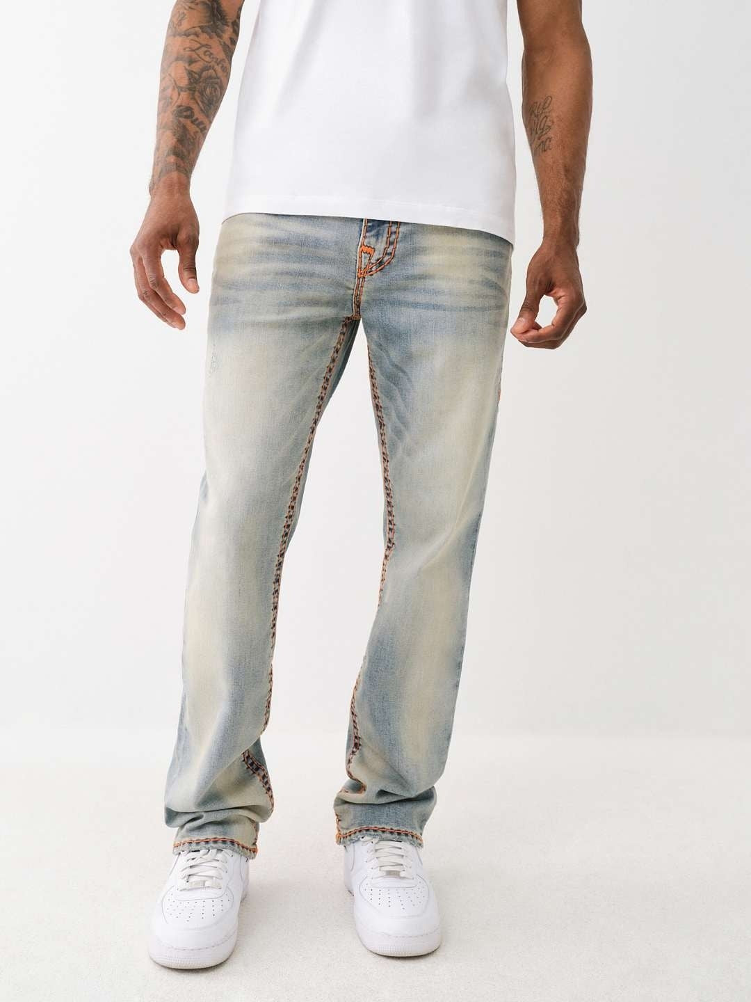 True Religion Men Super T Ricky Straight Fit Medium Wash Jeans