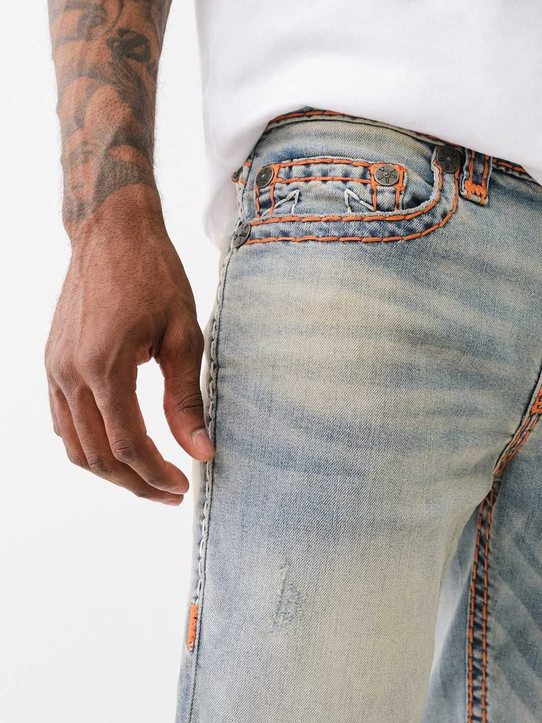 True Religion Men Super T Ricky Straight Fit Medium Wash Jeans