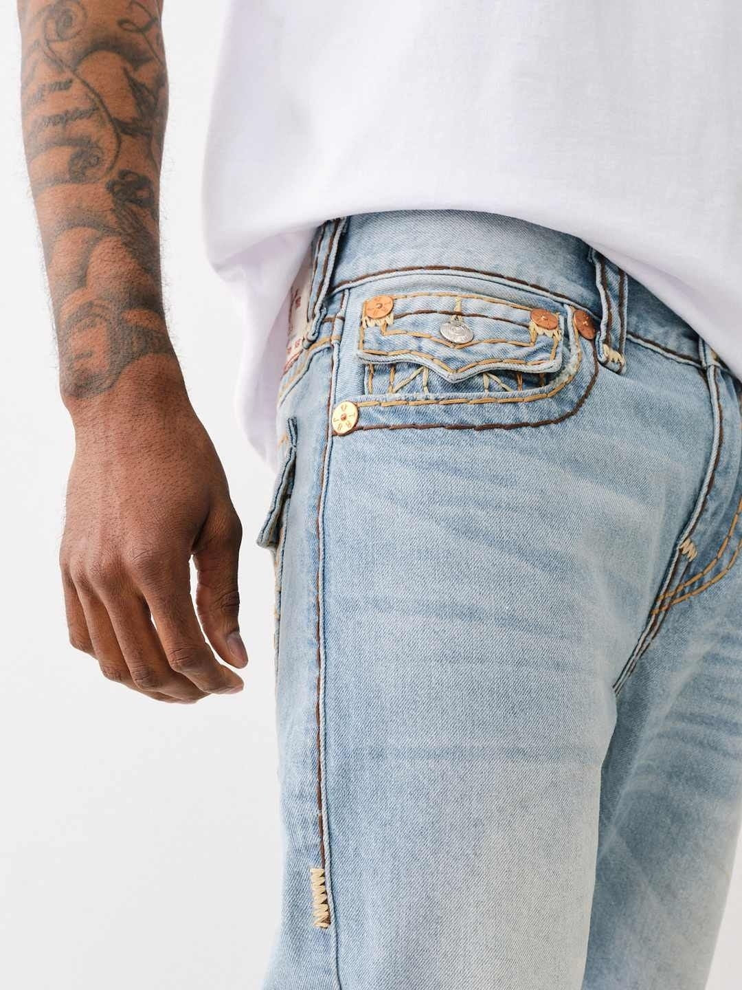 True Religion Men Super T Joey Flared Fit Light Wash Jeans