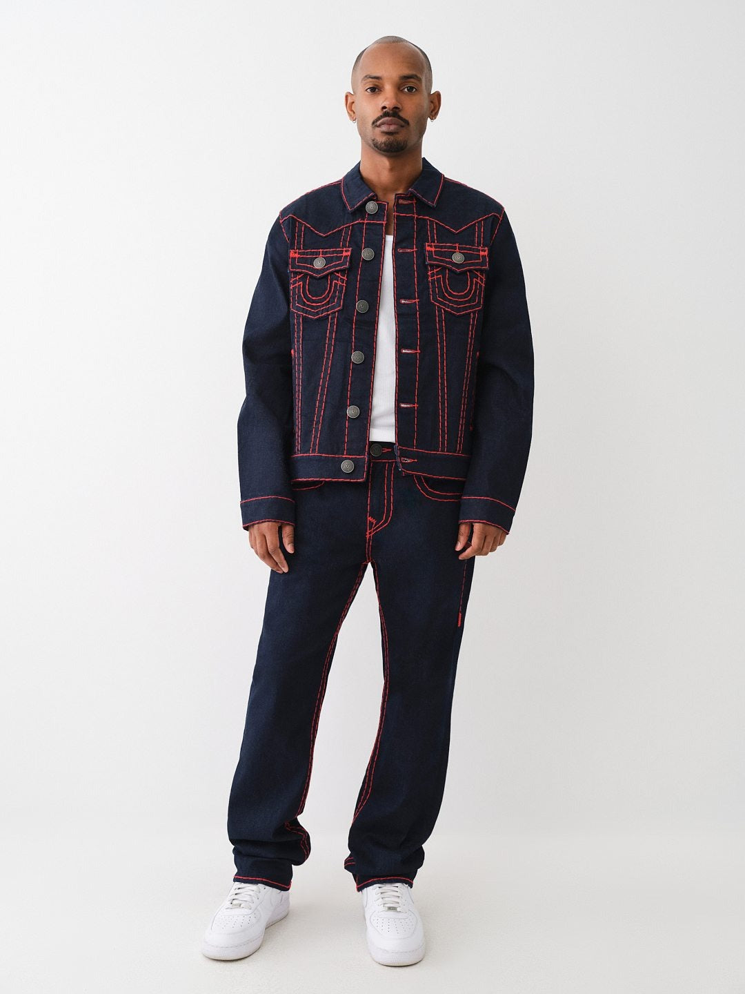 True Religion Men Super T Ricky Straight Fit Dark Wash Jeans