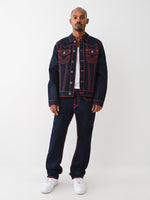 True Religion Men Super T Ricky Straight Fit Dark Wash Jeans