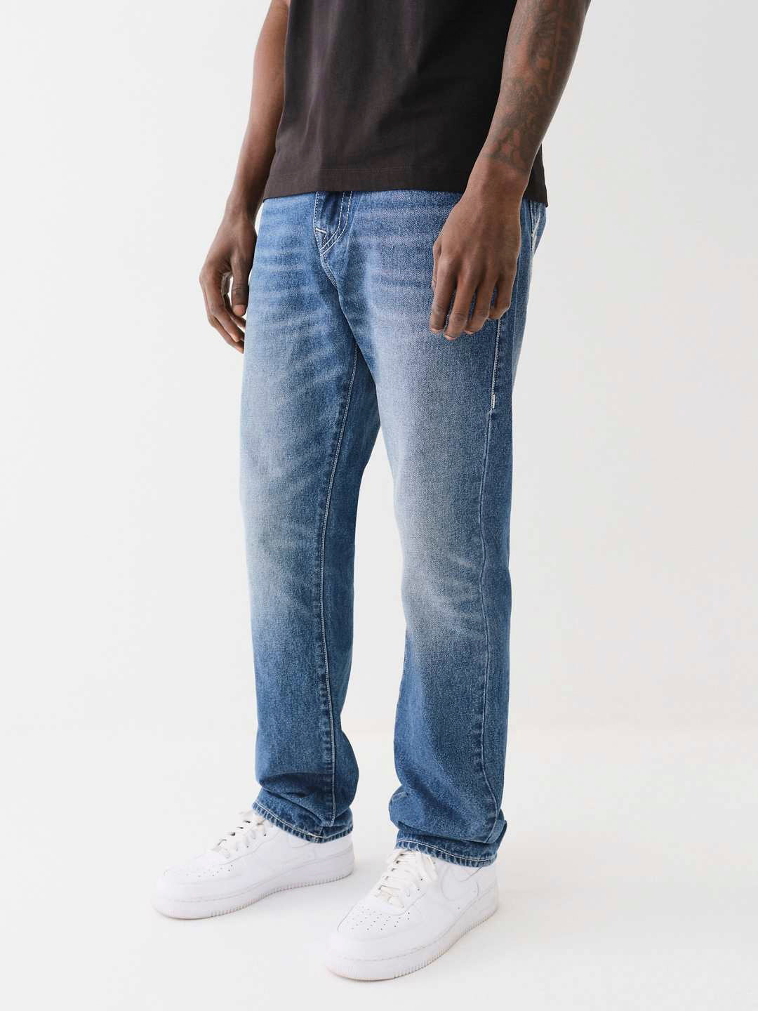 True Religion Men SN- Ladder Stitch Ricky Straight Fit Medium Wash Jeans