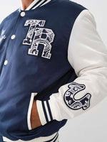 True Religion Men Blue Color-Blocked Stand Collar Full Sleeves Jacket