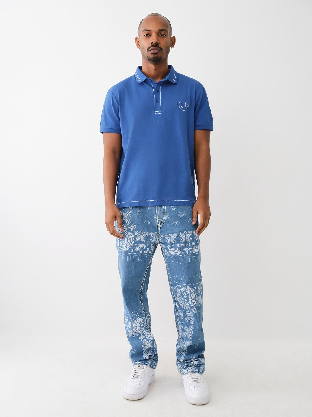 True Religion Men Super T Bobby Oversized Fit Light Wash Jeans