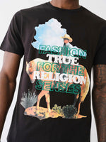 True Religion Men Black Printed Round Neck Short Sleeves Tshirt