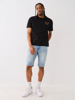 True Religion Men Black Solid Round Neck Short Sleeves Tshirt