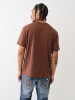 True Religion Men Brown Solid Round Neck Short Sleeves Tshirt