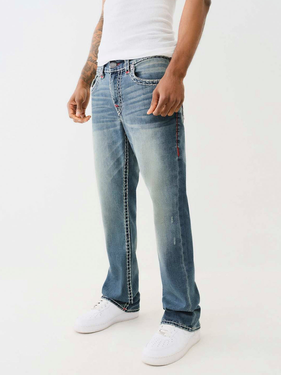 True Religion Men SUPER T Billy Bootcut Fit Medium Wash Jeans