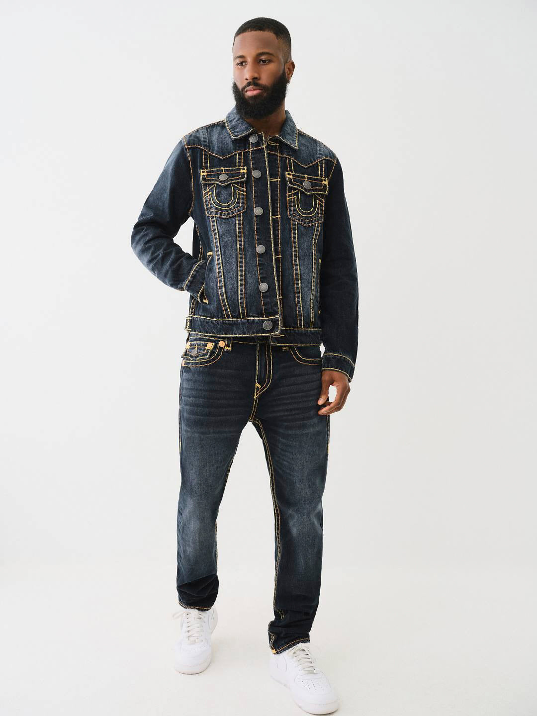 True Religion Men SUPER T Rocco Slim Fit Dark Wash Jeans