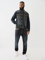 True Religion Men SUPER T Rocco Slim Fit Dark Wash Jeans