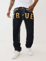 True Religion Men Rope Stitch Ricky Straight Fit Dark Wash Jeans