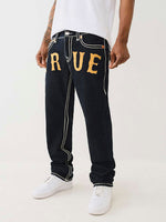 True Religion Men Rope Stitch Ricky Straight Fit Dark Wash Jeans