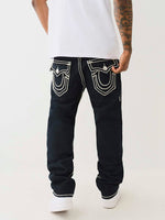 True Religion Men Rope Stitch Ricky Straight Fit Dark Wash Jeans