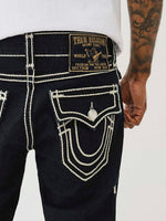 True Religion Men Rope Stitch Ricky Straight Fit Dark Wash Jeans