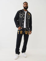 True Religion Men Rope Stitch Ricky Straight Fit Dark Wash Jeans