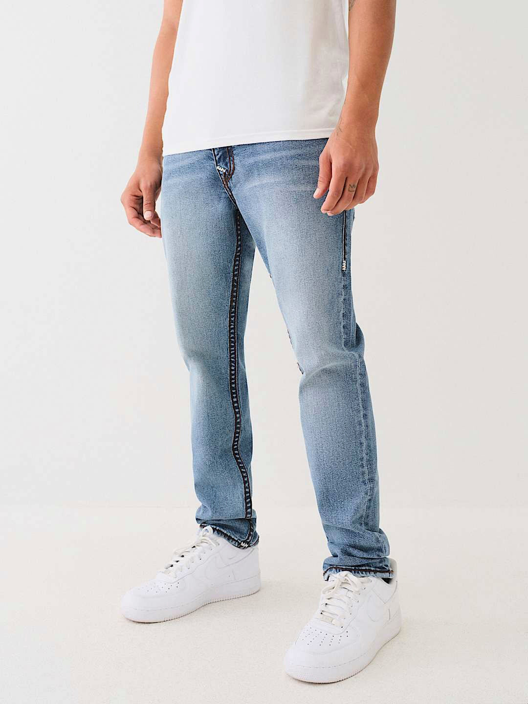 True Religion Men Super T Rocco Slim Fit Light Wash Jeans