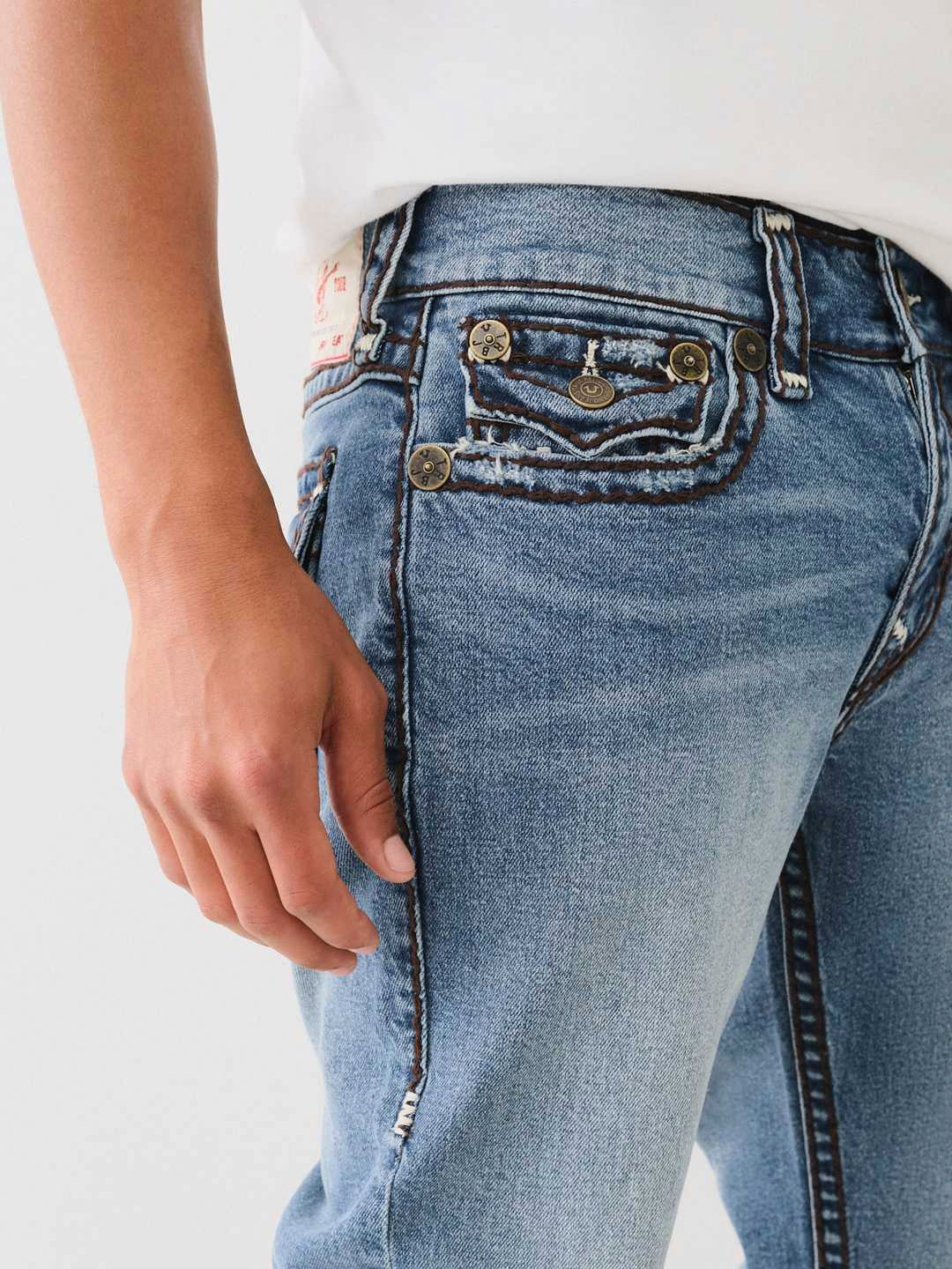 True Religion Men Super T Rocco Slim Fit Light Wash Jeans