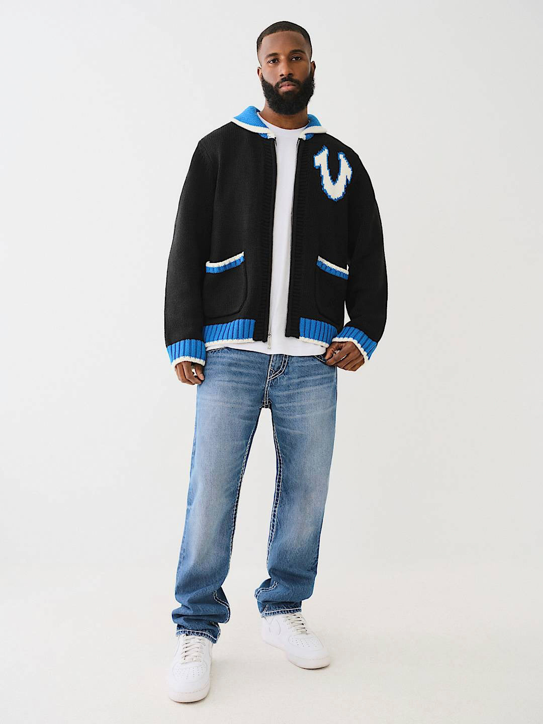 True Religion Men SUPER T Ricky Straight Fit Medium Wash Jeans