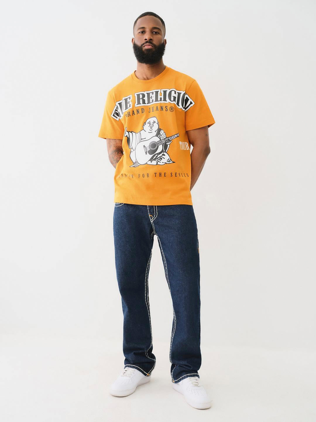 True Religion Men SUPER T Billy Bootcut Fit Dark Wash Jeans