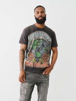 True Religion Men Black Printed Round Neck Short Sleeves Tshirt