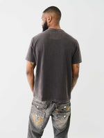 True Religion Men Black Printed Round Neck Short Sleeves Tshirt