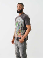 True Religion Men Black Printed Round Neck Short Sleeves Tshirt