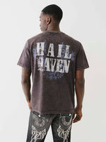 True Religion Men Black Printed Round Neck Short Sleeves Tshirt