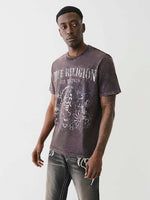 True Religion Men Black Printed Round Neck Short Sleeves Tshirt