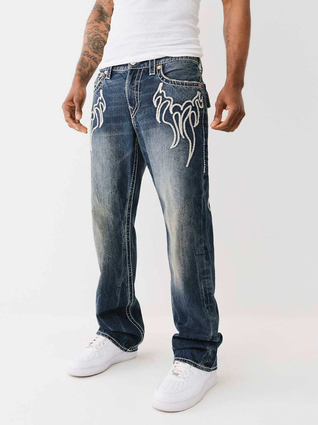 True Religion Men BIG T Billy Bootcut Fit Dark Wash Jeans