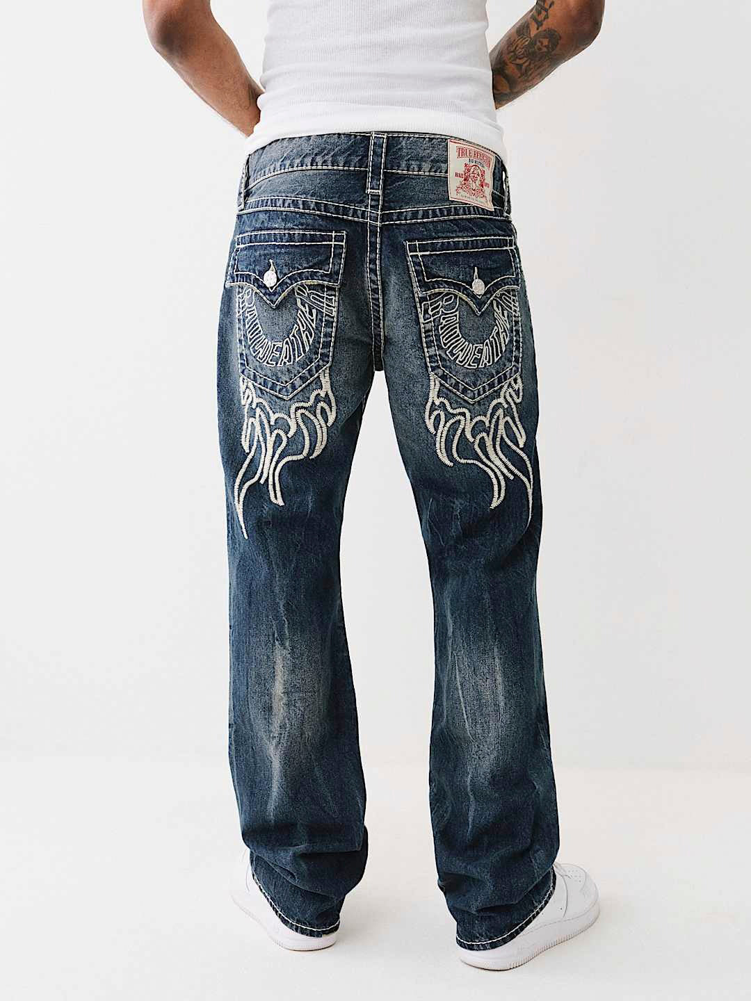 True Religion Men BIG T Billy Bootcut Fit Dark Wash Jeans