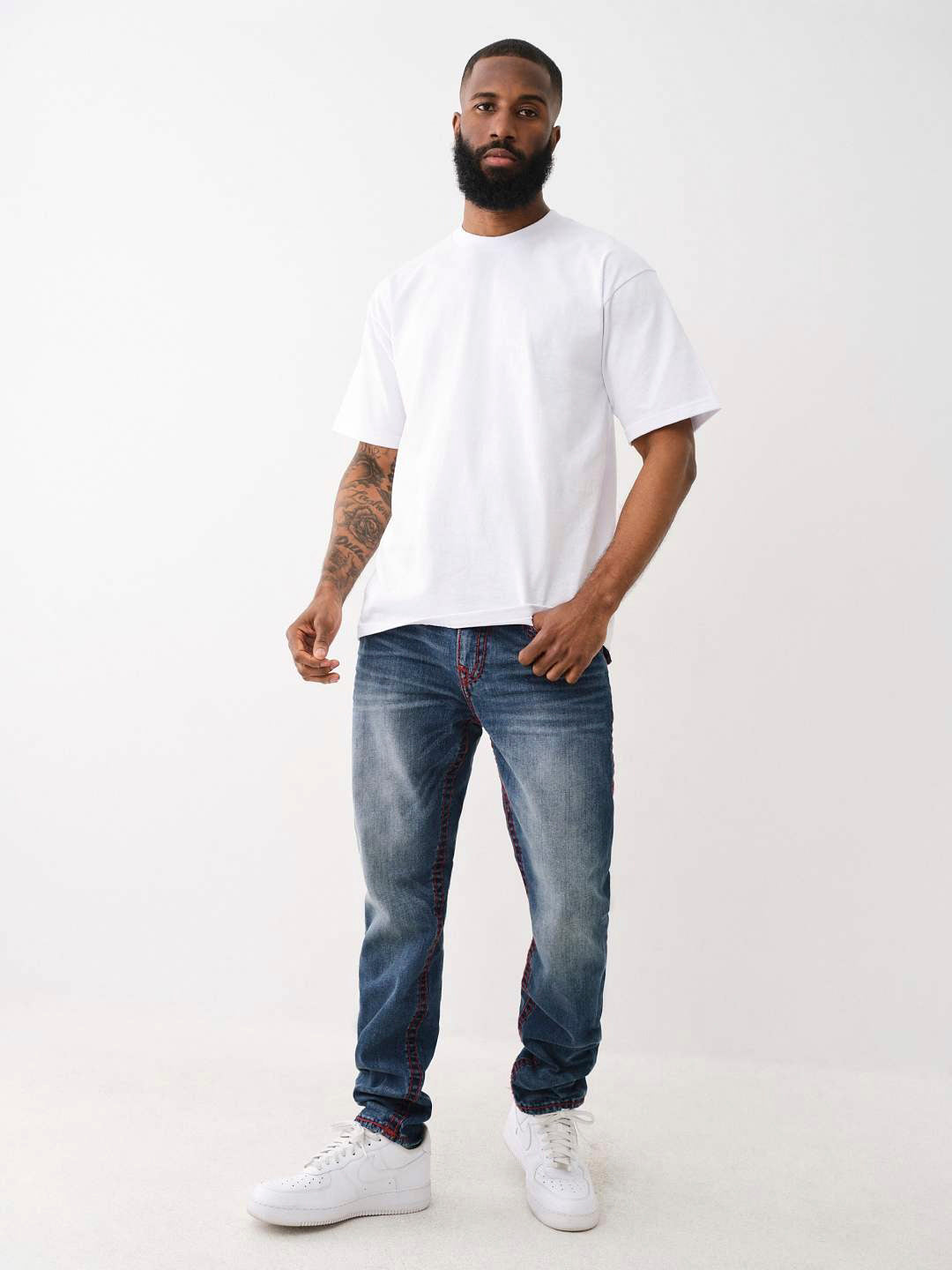 True Religion Men Super T Rocco Slim Fit Medium Wash Jeans