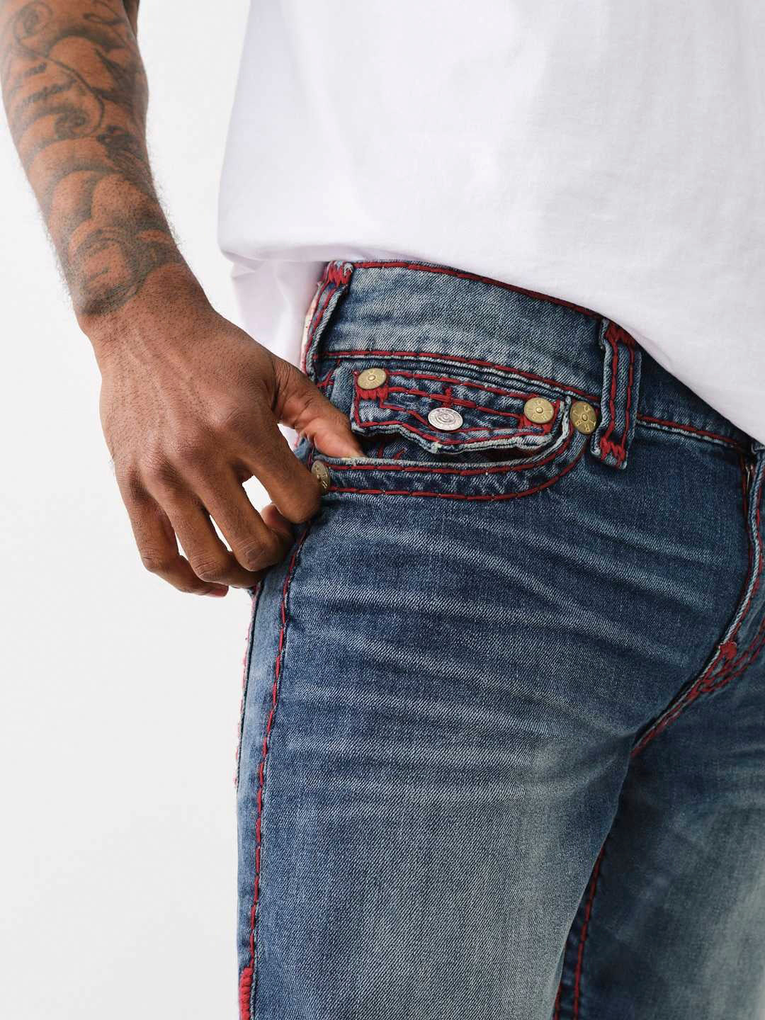 True Religion Men Super T Rocco Slim Fit Medium Wash Jeans