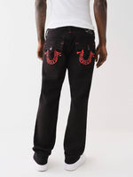 True Religion Men Embroidered Ricky Straight Fit Mid Rise Jeans