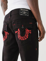 True Religion Men Embroidered Ricky Straight Fit Mid Rise Jeans