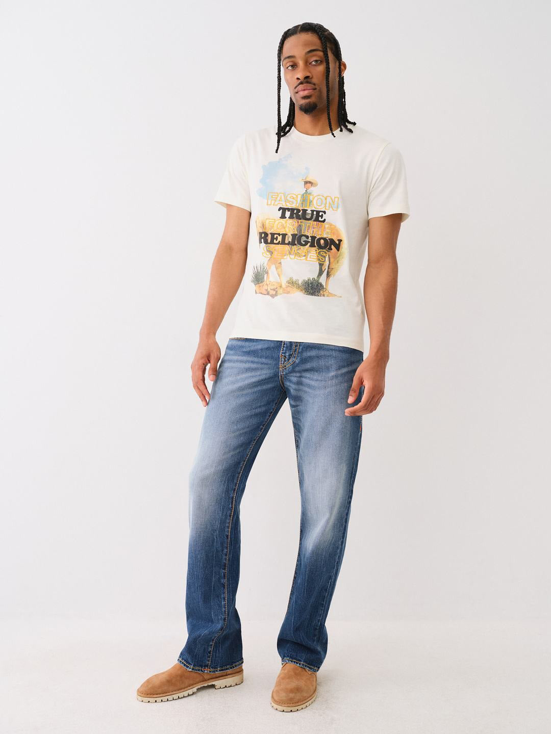 True Religion Men Big T Billy Bootcut Fit Dark Wash Jeans